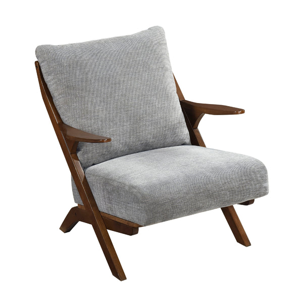Lexi Accent Chair, Pascal Brown Slat Back, Foam Cushions, Gray Chenille  - BM347110