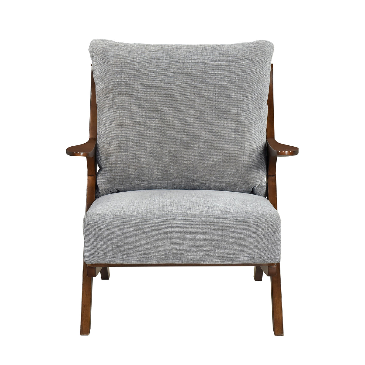 Lexi Accent Chair, Pascal Brown Slat Back, Foam Cushions, Gray Chenille  - BM347110