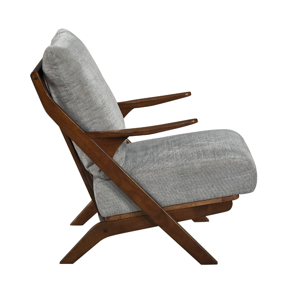 Lexi Accent Chair, Pascal Brown Slat Back, Foam Cushions, Gray Chenille  - BM347110