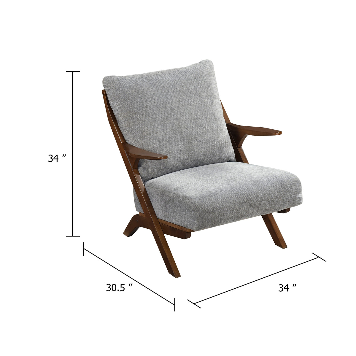 Lexi Accent Chair, Pascal Brown Slat Back, Foam Cushions, Gray Chenille  - BM347110