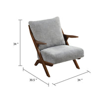 Lexi Accent Chair, Pascal Brown Slat Back, Foam Cushions, Gray Chenille  - BM347110