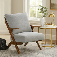 Lexi Accent Chair, Pascal Brown Slat Back, Foam Cushions, Gray Chenille  - BM347110