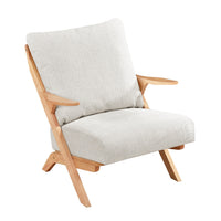 Lexi Accent Chair, Natural Brown Slat Back, Foam Cushions, Beige Chenille  - BM347111