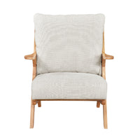 Lexi Accent Chair, Natural Brown Slat Back, Foam Cushions, Beige Chenille  - BM347111
