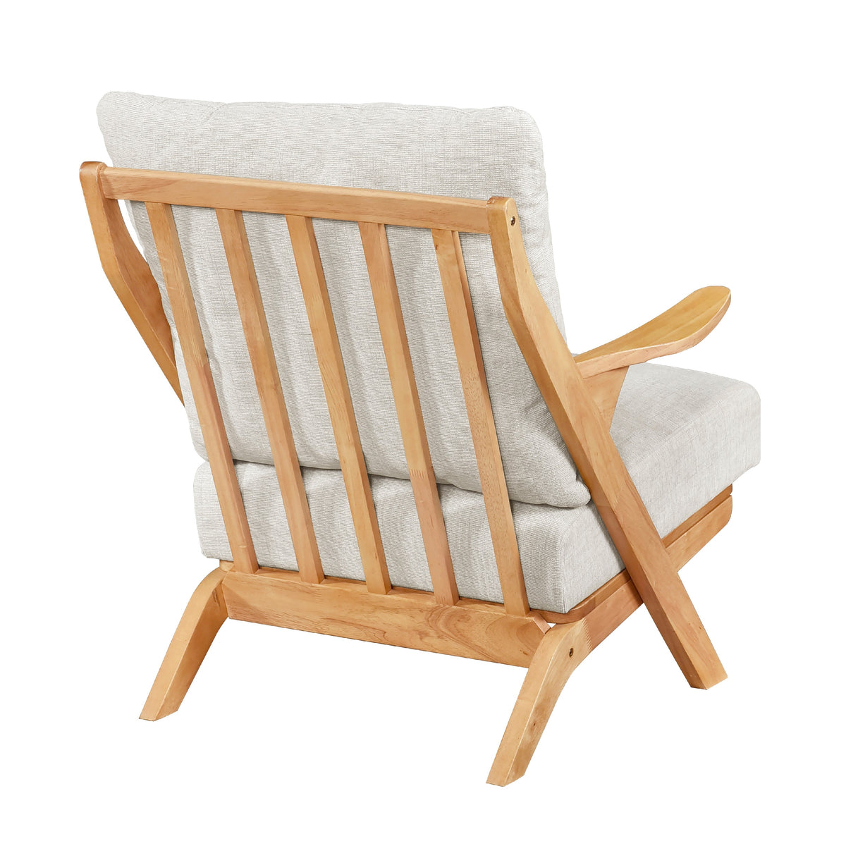 Lexi Accent Chair, Natural Brown Slat Back, Foam Cushions, Beige Chenille  - BM347111