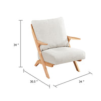Lexi Accent Chair, Natural Brown Slat Back, Foam Cushions, Beige Chenille  - BM347111