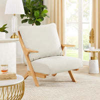 Lexi Accent Chair, Natural Brown Slat Back, Foam Cushions, Beige Chenille  - BM347111