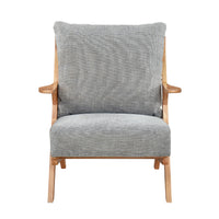 Lexi Accent Chair, Natural Brown Slat Back, Foam Cushions, Gray Chenille  - BM347112