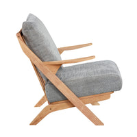 Lexi Accent Chair, Natural Brown Slat Back, Foam Cushions, Gray Chenille  - BM347112