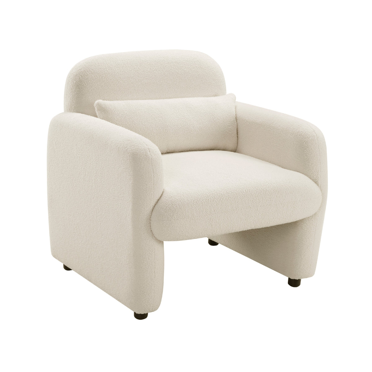 Oham Accent Chair with Lumbar Pillow and Track Arms, Beige Boucle  - BM347113