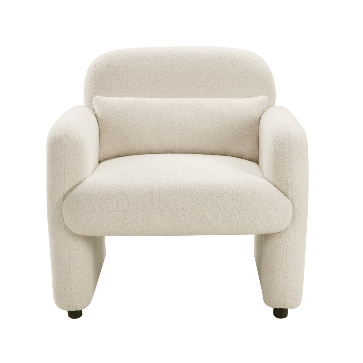 Oham Accent Chair with Lumbar Pillow and Track Arms, Beige Boucle  - BM347113