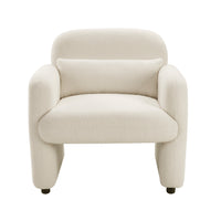 Oham Accent Chair with Lumbar Pillow and Track Arms, Beige Boucle  - BM347113