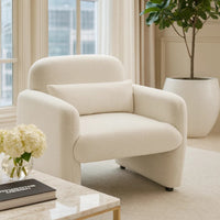 Oham Accent Chair with Lumbar Pillow and Track Arms, Beige Boucle  - BM347113