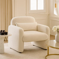 Oham Accent Chair with Lumbar Pillow and Track Arms, Beige Boucle  - BM347113