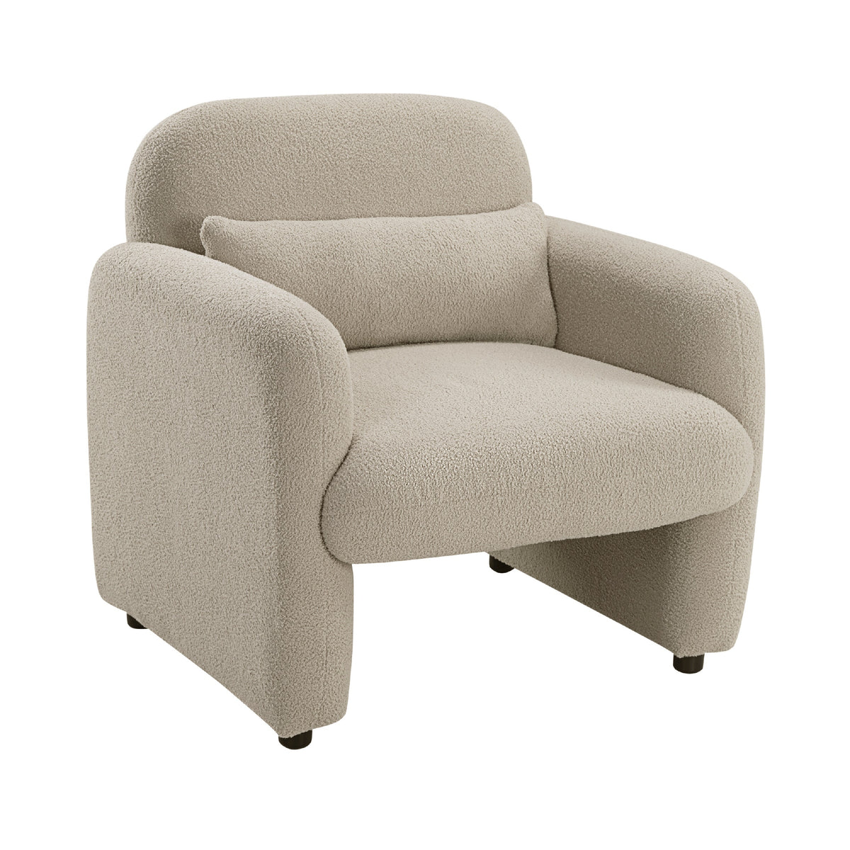 Oham Accent Chair with Lumbar Pillow and Track Arms, Taupe Brown Boucle  - BM347114