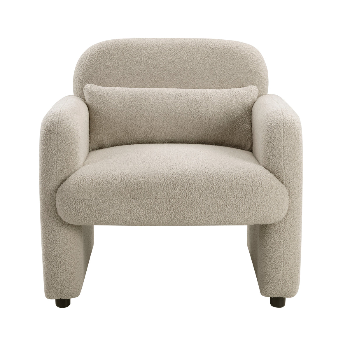 Oham Accent Chair with Lumbar Pillow and Track Arms, Taupe Brown Boucle  - BM347114