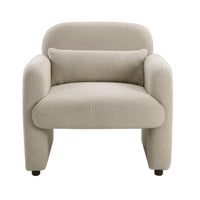 Oham Accent Chair with Lumbar Pillow and Track Arms, Taupe Brown Boucle  - BM347114