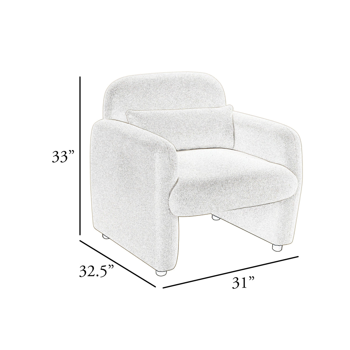 Oham Accent Chair with Lumbar Pillow and Track Arms, Taupe Brown Boucle  - BM347114