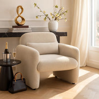 Oham Accent Chair with Lumbar Pillow and Track Arms, Taupe Brown Boucle  - BM347114