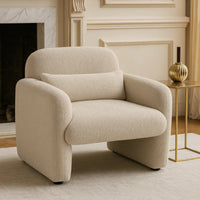 Oham Accent Chair with Lumbar Pillow and Track Arms, Taupe Brown Boucle  - BM347114