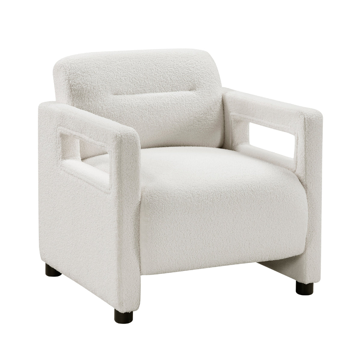 Osy Accent Armchair, Cutout Track Arms, Foam Fill Beige Boucle  - BM347115