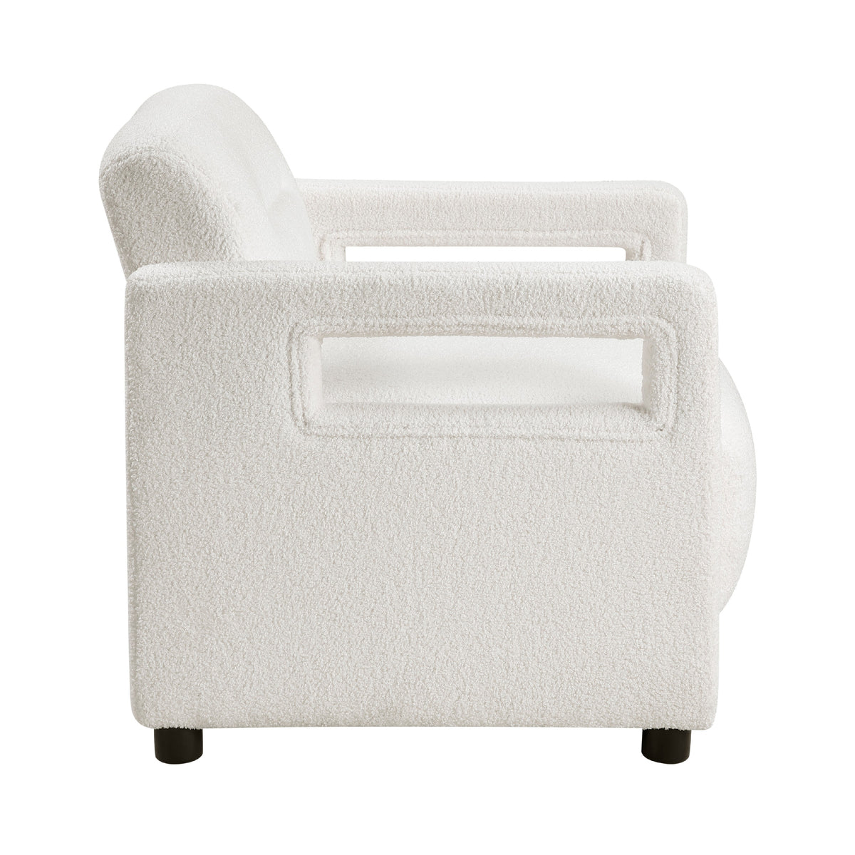 Osy Accent Armchair, Cutout Track Arms, Foam Fill Beige Boucle  - BM347115