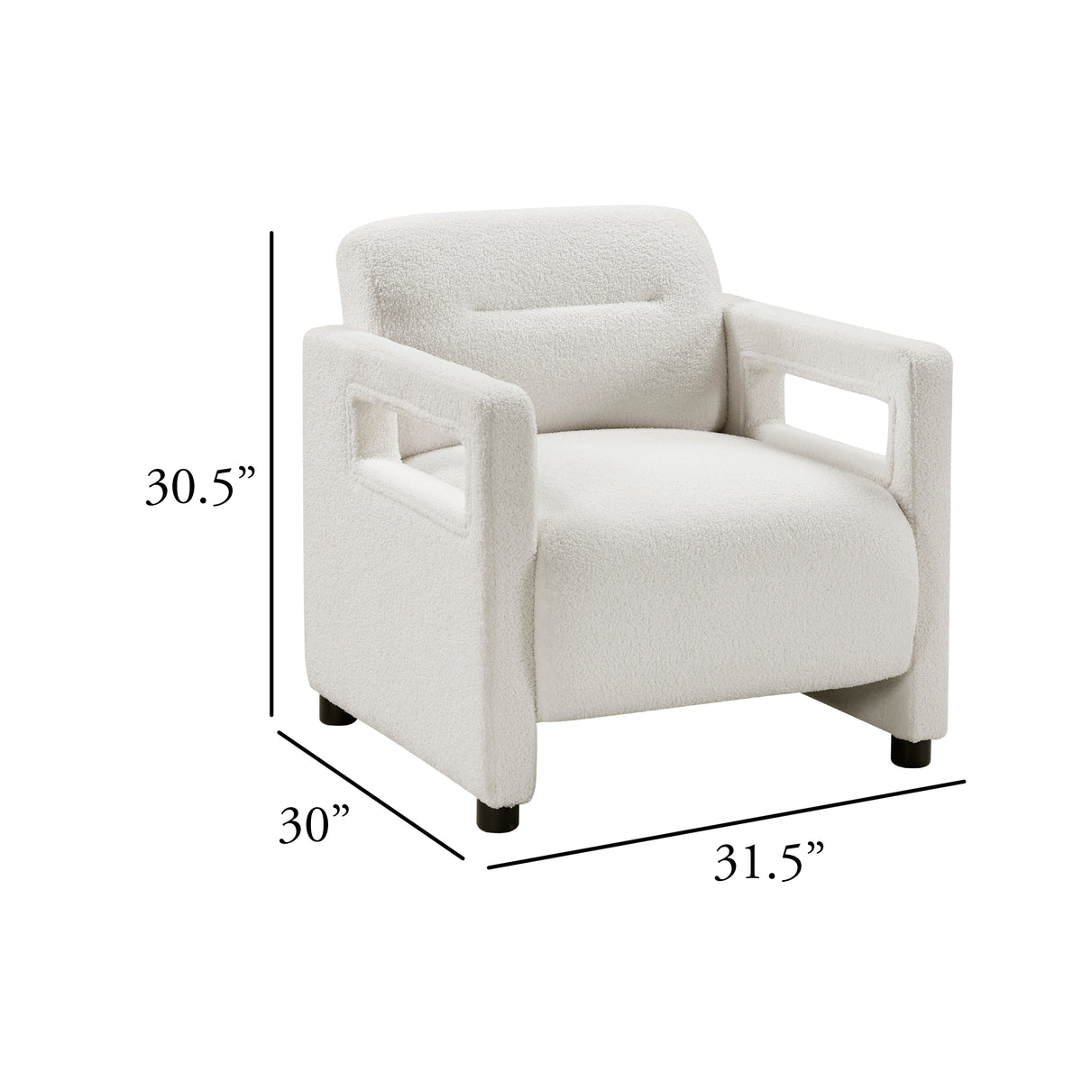 Osy Accent Armchair, Cutout Track Arms, Foam Fill Beige Boucle  - BM347115