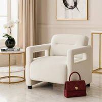 Osy Accent Armchair, Cutout Track Arms, Foam Fill Beige Boucle  - BM347115