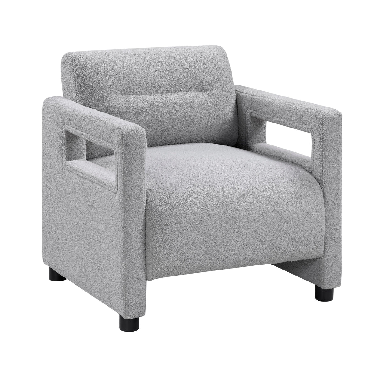 Osy Accent Armchair, Cutout Track Arms, Foam Fill Gray Boucle  - BM347116