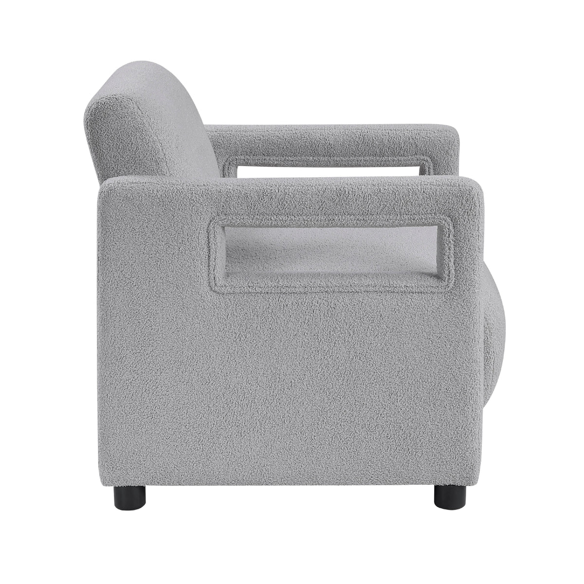 Osy Accent Armchair, Cutout Track Arms, Foam Fill Gray Boucle  - BM347116