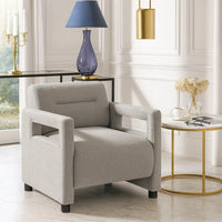 Osy Accent Armchair, Cutout Track Arms, Foam Fill Gray Boucle  - BM347116