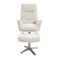 Arko 2pc Swivel Chair & Ottoman Set, Beige Chenille, Silver Star Base  - BM347117