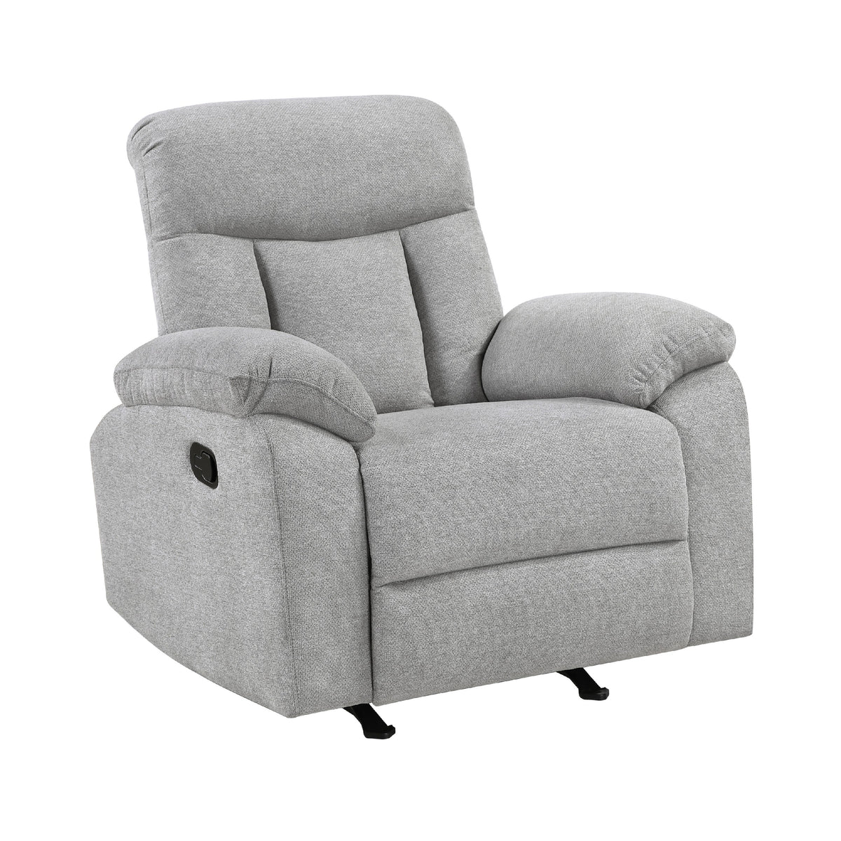 Juma Manual Rocker Reclining Chair, Pillow Arms, Tufted Gray Chenille  - BM347122