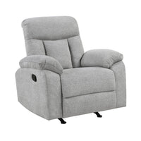 Juma Manual Rocker Reclining Chair, Pillow Arms, Tufted Gray Chenille  - BM347122