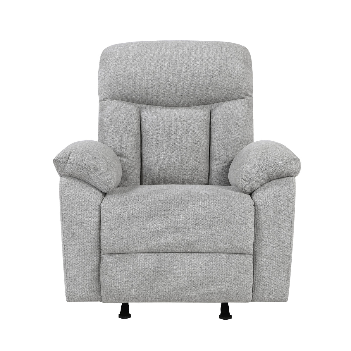 Juma Manual Rocker Reclining Chair, Pillow Arms, Tufted Gray Chenille  - BM347122