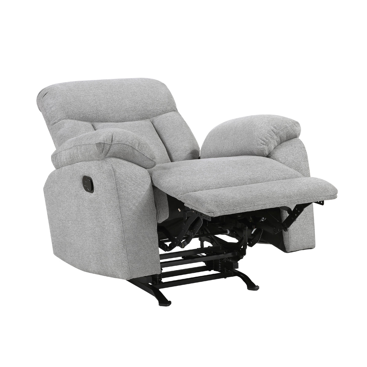 Juma Manual Rocker Reclining Chair, Pillow Arms, Tufted Gray Chenille  - BM347122