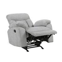 Juma Manual Rocker Reclining Chair, Pillow Arms, Tufted Gray Chenille  - BM347122