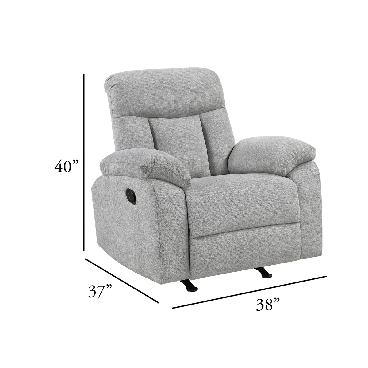 Juma Manual Rocker Reclining Chair, Pillow Arms, Tufted Gray Chenille  - BM347122