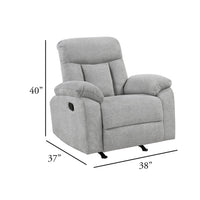 Juma Manual Rocker Reclining Chair, Pillow Arms, Tufted Gray Chenille  - BM347122
