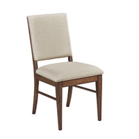 Manny Dining Side Chair Set of 2, Cream Polyester, Walnut Brown Wood  - BM347125