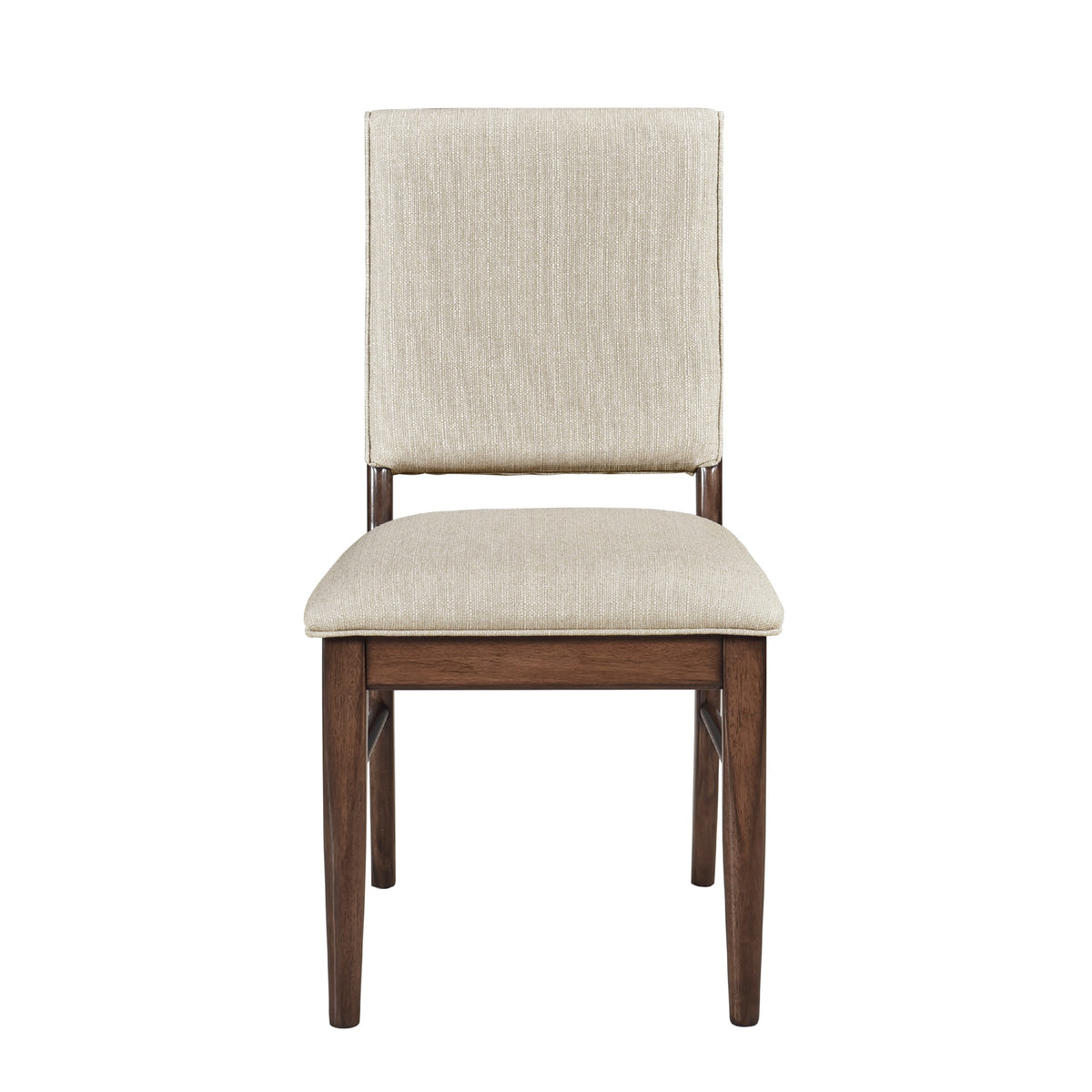 Manny Dining Side Chair Set of 2, Cream Polyester, Walnut Brown Wood  - BM347125
