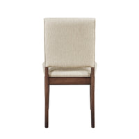 Manny Dining Side Chair Set of 2, Cream Polyester, Walnut Brown Wood  - BM347125