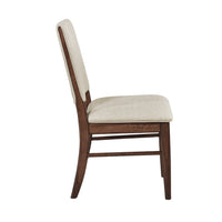 Manny Dining Side Chair Set of 2, Cream Polyester, Walnut Brown Wood  - BM347125