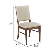 Manny Dining Side Chair Set of 2, Cream Polyester, Walnut Brown Wood  - BM347125
