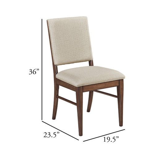Manny Dining Side Chair Set of 2, Cream Polyester, Walnut Brown Wood  - BM347125