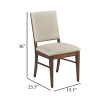 Manny Dining Side Chair Set of 2, Cream Polyester, Walnut Brown Wood  - BM347125