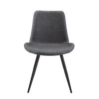 Bey Dining Side Chair Set of 2, Gray Faux Leather, Black Metal Legs  - BM347126
