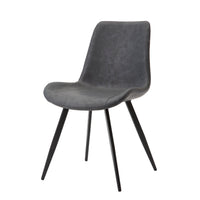 Bey Dining Side Chair Set of 2, Gray Faux Leather, Black Metal Legs  - BM347126