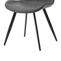 Bey Dining Side Chair Set of 2, Gray Faux Leather, Black Metal Legs  - BM347126