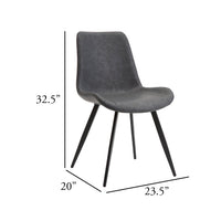 Bey Dining Side Chair Set of 2, Gray Faux Leather, Black Metal Legs  - BM347126